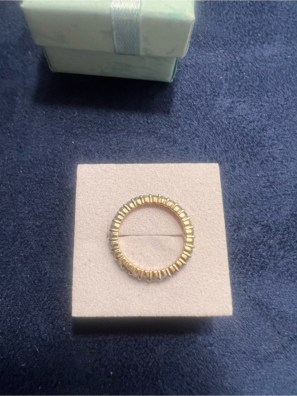 Blue Topaz 14kt gold eternity ring- size 4.5 - Picture 2 of 9